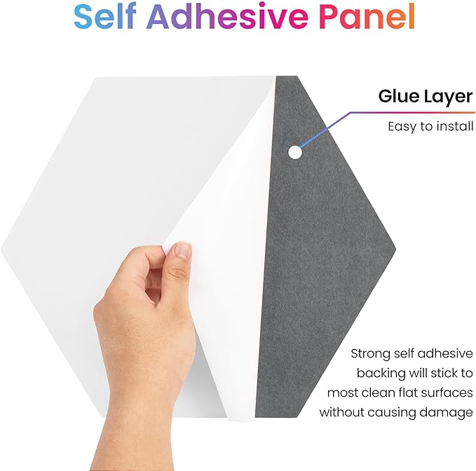 Self-Adhesive 18 Pack Hexagon Acoustic Panels, 14" X 12" X 0.4" High Density Sound Absorbing Panels, Beveled Edge Sound Proof Treatment Tiles for Walls, Studio, Door, Home, Office (Dark Gray)