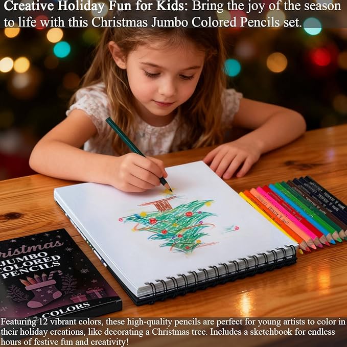 Fuxi Art Supplies for Kids 9-12, Stocking Stuffers | Art Set with 60-Sheet (73lb/120gsm) Sketch Book for Kids Ages 8-12, Jumbo Colored Pencils & Crayons | Ideal Christmas Gifts for Grandkids.