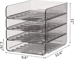 FANXIYQ Clear Paper Organizer - Brown Acrylic Stackable Paper Tray for Desk, 4-Tier Letter Tray Organizer with Smooth Edges and Rounded Corners