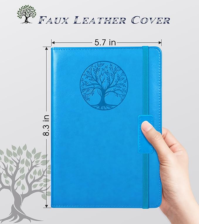 Biuwory Lined Journal Notebook for Women Men,256 Pages A5 Hardcover Leather Journals for Writing,Travel,Business,Work & School,College Ruled Notebooks for Note Taking,Diary Notepad 5.7"×8.3" blue