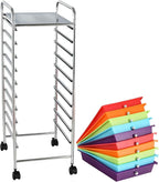 Giantex 10 Drawer Rolling Storage Cart Scrapbook Paper Office School Organizer