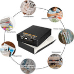 Lineco Museum Archival Storage Box, 9.75x12.75x3 in. Drop Front Design. Acid-Free with Metal Edge. Organize Photos, Pictures, Prints, Documents, Crafts, DIY. Black, 2 Pack