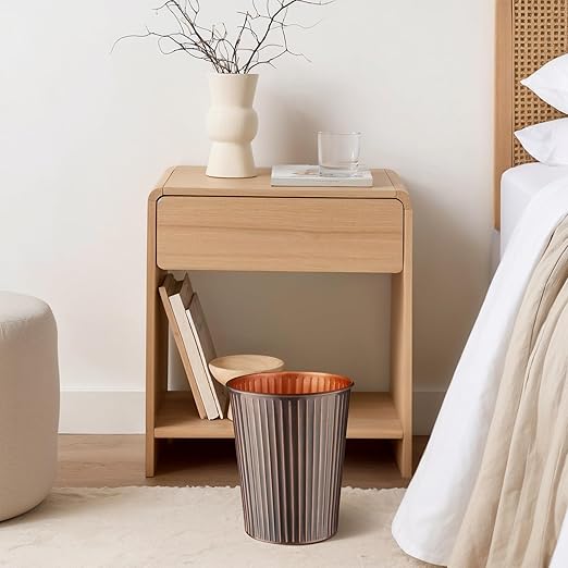 Monarch Abode Metal Bathroom Trash Can – Waste Basket for Bedroom, Office Desk, & Dorm, Handcrafted Ridge Embossed, Durable Decorative Antique Copper Small Trash Can Bathroom Garbage Bin Wastebasket