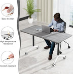JEHUJD Conference Table,55.1''Folding Conference Room Table for 4-12 People,Mobile Flip Top MeetingTraining Table with Different Coulor and Styles for Offices, Classrooms,Meeting Room (8, 70.8''F)