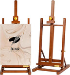 DJAR H- Frame Tabletop Painting Easel, Adjustable Solid Beech Wood Desktop Art Easel, Hold Canvas Up to 27.5", Assembly-Free Art Stand for Artist, Student, Walnut