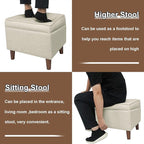 FAGAGA Foot Rest with Adjustable Cover, 18" Storage Ottoman Dorm, Footstool and Sitting Stool, Ottoman Foot Stools for Living Room, Bedroom, Dorm, Beige