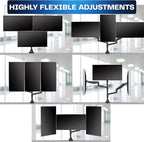 VIVO Pneumatic Arm Triple Ultrawide Monitor Extra Tall Desk Mount for Up to 49 inch Screens, Heavy Duty Clamp, Holds 3 Ultra Wides Up to 44 lbs, Black, STAND-V300D