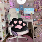 Ditucu Cat Paw Cushion Kawaii Chair Cushions 27.5 x 23.6 inch Cute Stuff Heart-Shaped Seat Pad Comfy Lazy Sofa Office Floor Pillow for Gaming Chairs Room Decor Black