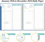 Daily Planner 2026 Full Page Per Day- 2026 Daily & Monthly Planner from January 2026 to December 2026, Day Planner 2026 with 12 Months Tabs, 8.5" x 11", Blue