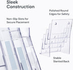 SimplyImagine Acrylic Brochure Holder, 4 Tier Clear Literature - 8.5 x 11 inches, Pamphlet Holder, Wall Mount/Countertop Plastic Flyer Display Stand Organizer for Display Flyer, Booklet, Document