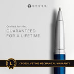 Cross ATX Refillable Rollerball Pen Presented in a Luxury Gift Box - Medium Point, Black Ink, Translucent Blue