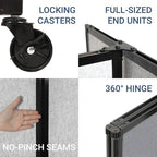 Versare Room Divider 360 Portable Wall Partition | Folding Panels | Large Freestanding Divider | Locking Wheels | Temporary Room Separator | 25' x 7'6'', Warm Pebble