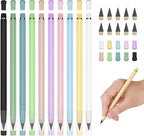 HOTUT Infinity Pencil,10PCS Inkless Pencil Forever Pencils with 10 Replaceable Nibs and Extra Erasers, NO-Sharpening Pencils for Students for Writing Drawing Home Office School Supplies