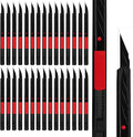 MANUFORE 30pcs 9mm Snap-off Knives with Safety Auto-lock, Metal Handle, Black Blade, Lightweight Portable Retractable Cutter for office, school, daily works