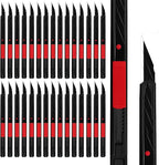 MANUFORE 30pcs 9mm Snap-off Knives with Safety Auto-lock, Metal Handle, Black Blade, Lightweight Portable Retractable Cutter for office, school, daily works