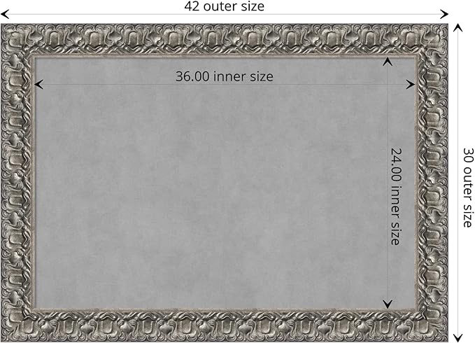 Amanti Art Silver Framed Magnetic Board 30x42 Large Vision Board for use with Magnets, 100% Metal Sheet to Display Items as Office Decor or for Home Organization in mudroom, Kitchen or Kids Room