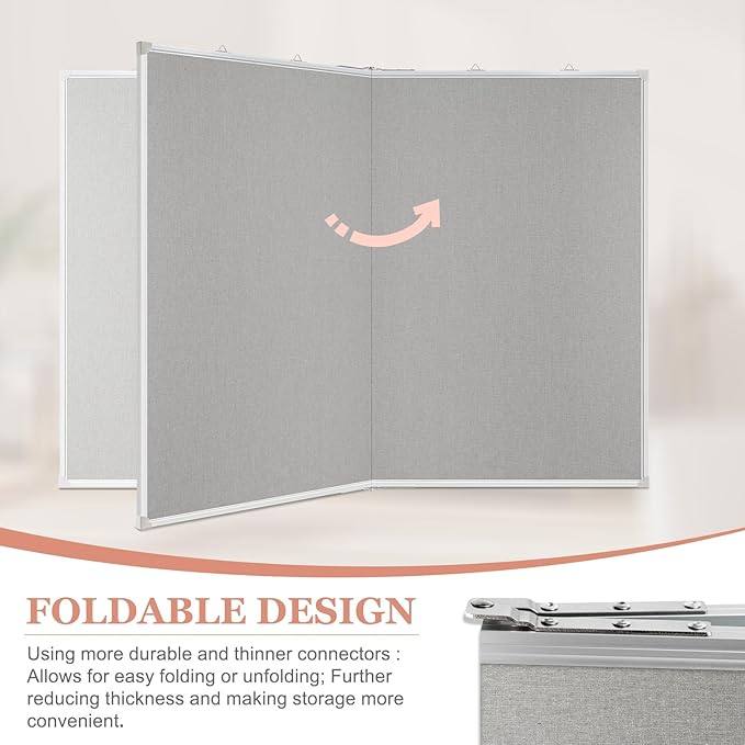 AMUSIGHT Double-Sided Large Cork Board with Linen, 60" x 40" Foldable Hanging Aluminum Framed Bulletin Board, Vision Board Pin Board Corkboards for Walls, Office, School Decor, 20 Pushpins