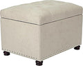 Decent Home 24" Storage Ottoman, Fabric Ottoman Foot Rest Stool with Hinged Lid, Tufted Rectangle Upholstered Footstool, Load Up to 350 lb, for Living Room, Bedroom, Dorm, Beige