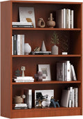 Farini 48 Inch Tall 4-Shelf Bookcase, Wood Bookshelf Storage Organizer Adjustable Shelf for Home Office, Study Room, Easy Assembly,Cherry