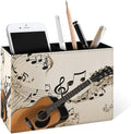 Famame Vintage Music Notes Guitar Pencil Holder for Desk, Leather Desktop Container Pen Cup Storage Study Table Pen Organizer Makeup Brushes Holder for Office Home