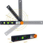 Rainyb Digital Angle Finder Tool 7inch 0-360 degree LED Digital Protractor with Horizontal Vertical Bubble Levels and Ruler Meter Accurate Tools for Carpenters,Woodworkers,Fabricators