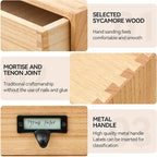 Kirigen Natural Wood Desktop Storage Cabinet -Shallow Type Drawers - Fax Stand with metal handle - Small File organizer Size 13.78"L*10.6"W*5.9"H(NA, 2-Layer &2 Drawers)