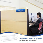 Cinnvoice 20 Pcs 2.25 Inch Cubicle Name Plate Holders Bulk Clear Double Sided Name Sign Tags for Home Library Doors Office Classroom 8.5 x 2.5 x 2.4 Inch