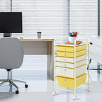 RELAX4LIFE 6-Drawer Rolling Storage Cart - Classroom Organization on Wheels w/Removable Plastic Drawers, Mobile Art Craft Cart for School Paper Home Office, Utility Cart with Drawers (Yellow)