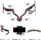 Pixio PS2D Ultrawide Heavy-Duty Premium Dual Monitor Arm Stand Desk Mount - Fits up to 35 inches Two Monitors, Weights up to 33 lbs Each, Height Adjustable, Compatible with VESA 75x75mm 100x100mm