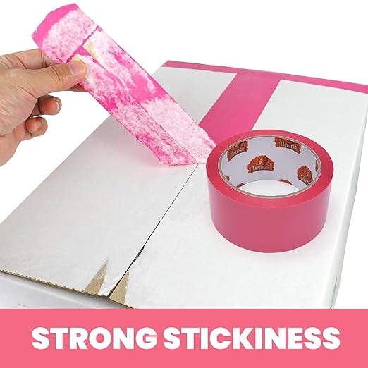 TAPEBEAR Pink Packing Tape with Dispenser, 1.88 Inch x 60 Yards Packaging Tape, 4 Refills Rolls Cute Decorative Moving Tape for Boxes, Shipping and Sealing