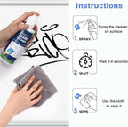 Dansib 10 Pack Non-Toxic Whiteboard Cleaner 8.5fl oz Dry Erase Board Cleaner with 6 Cloths Non-Toxic Dry Erase Cleaning Spray Removes Stubborn Marks from Whiteboards