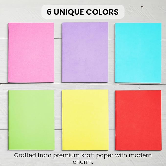A6 Lined Journals 24 Pack – Mini Notebooks for Writing, Note Taking, or Sketching – Small Journal Bulk Set for Students, Kids, School, or Office Use – 6 Assorted Bright Colors, 4.3x5.5 Inch