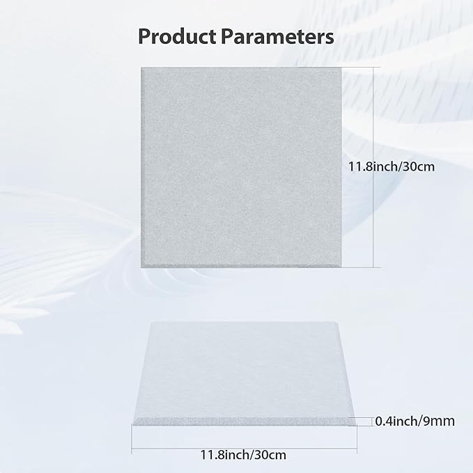Amantech 12 Pack Acoustic Panels Self Adhesive Sound Proof Foam, High Density Sound Acoustic Panel, 12X12X0.4 Inch Square Panels in Home, Office, Reccording Room, Studio,and more(Blue Gray)
