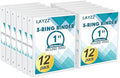 3 Ring Binder, LAYZZ 12 Pack 1 Inch Binders 3 Ring with 2 Pockets, Round Ring Binders, Clear Cover Binders for Letter Size 8.5"x11" Paper, PVC Free, Suitable for School Home and Office (White)