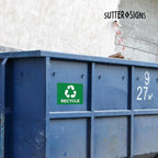 4pc Recycle Stickers + 4pc Trash Stickers | Weatherproof Vinyl Sticker Recycling Signs for Trash Bins, 7" x 10"
