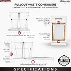 Rev-A-Shelf Double Pullout Trash Can for Kitchen Cabinets 35 Qt Garbage Recycling Bin on Full-Extension Slides, Silver, RV-18KD-17C S