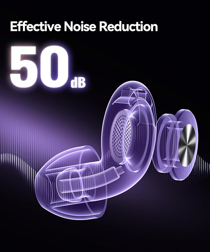 Ear Plugs for Sleeping 50dB Earplugs Noise Cancelling Ear Plugs for Noise Reduction Concerts Soft Reusable Silicone Earplugs for Snoring Side Sleepers Shooting Airplane with 7 Eartips Case Light Black