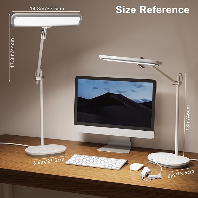 Newkana LED Desk Lamp with CRI 98, Advanced Eye-Caring Bright Desk Light for Crafting, Home Office & Kids Studying, Multi-Angle Adjustable, Dimmable Full Spectrum with Touch & Gesture Control