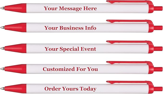 RevMark Personalized Ballpoint Pen, Custom Printed Name, Business or Event Information, Timeless Advertising, USA Made Pens, Promotional Marketing, Smooth Black Ink, Bulk Pack (Red,100 Ct.)