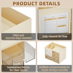 Marbrasse Desk Organizer with 3 Drawer, Multi-Functional Pencil Pen Holder for Desk, Desktop Organizer Storage for Office Home Art Supplies (Beige)