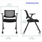 BROBRIYO, 4 Pack Stackable Conference Room Chairs with Wheels and Paddle, Ergonomic Mesh Back and Arms for Meeting, Conference, Reception, Training Room & Home Office Desk Folding Chairs (2 Boxes)