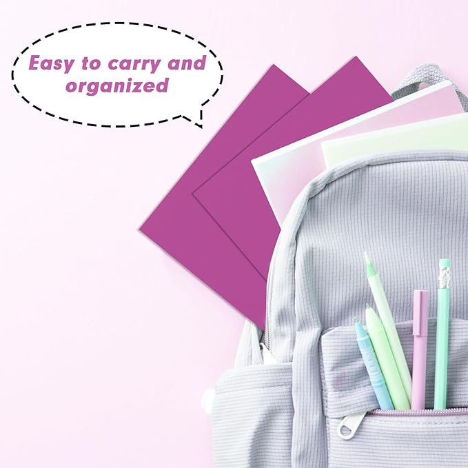 Two Pocket Folders, RAZCC 50 Pack 2 Pocket Folders Fit Letter Size Paper, Paper Folders with Pockets for School Office Business Home (Rose Purple)