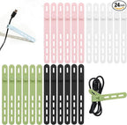 Donruby 24Pcs Silicone Cable Ties - Reusable & Washable with Locking Buckles, Adjustable Fastening Cable Management Straps, Multi-Purpose High Elasticity Cord Organizer (4 Colors)
