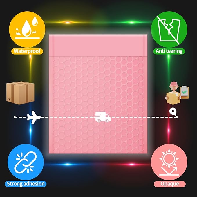 skardeco 6x10 Inch Pink Bubble Mailers 40 Pack Self-Seal Poly Padded Envelopes Suitable for Small Businesses to Package and Mail Jewelry Cosmetics, Electronic Products, Cards (Pink, 6 * 10-40)