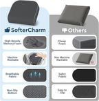 SofterCharm Seat Cushion, Memory Foam Office Chair Cushions for Long Sitting Hours, Chair Pad for Sciatica, Coccyx, Tailbone, Hip Pain & Pressure Relief, Office, Home, Car Seats, Airplane, Gray/Large