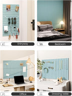 Fluxynara Felt Bulletin Board Tiles -28"x18" with 40 Adhesive Tabs, Cork Board Alternative for Office Decor, Push Pin Board Wall Organizer 6-Pack (Seafoam Blue)