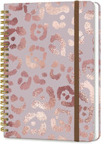 DHGPTS Spiral Journal Notebook, A5 Cute Notebooks for Women Men, College Ruled Hardcover Notebook for Work & Note Taking, 60 Pages Double-Wire Journals for Writing, Pink Glitter Leopard
