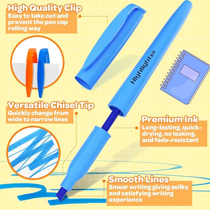 JSDOOGOO 150 Pack Highlighters Assorted Colors Bulk - Chisel Tip No Bleed Dry-Quickly Markers Set for Office Classroom Supplies, Back to School Gifts for Students Teachers