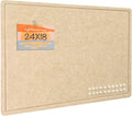 Lightomorrow Bulletin Board, 24 x 18 inches Decorative Felt Pin Board, Cork Board Alternative for Wall, Foldable Photo Board with 20 Pushpins - Beige Brown