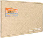 Lightomorrow Bulletin Board, 24 x 18 inches Decorative Felt Pin Board, Cork Board Alternative for Wall, Foldable Photo Board with 20 Pushpins - Beige Brown